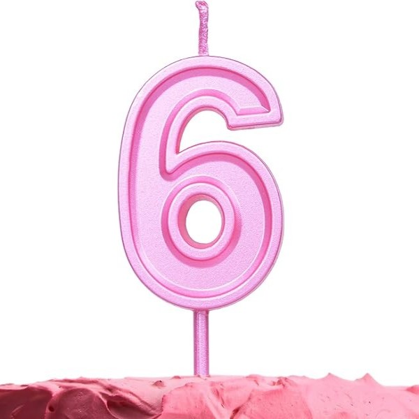 VELA NUMERO 6 PARTY ROSA E12